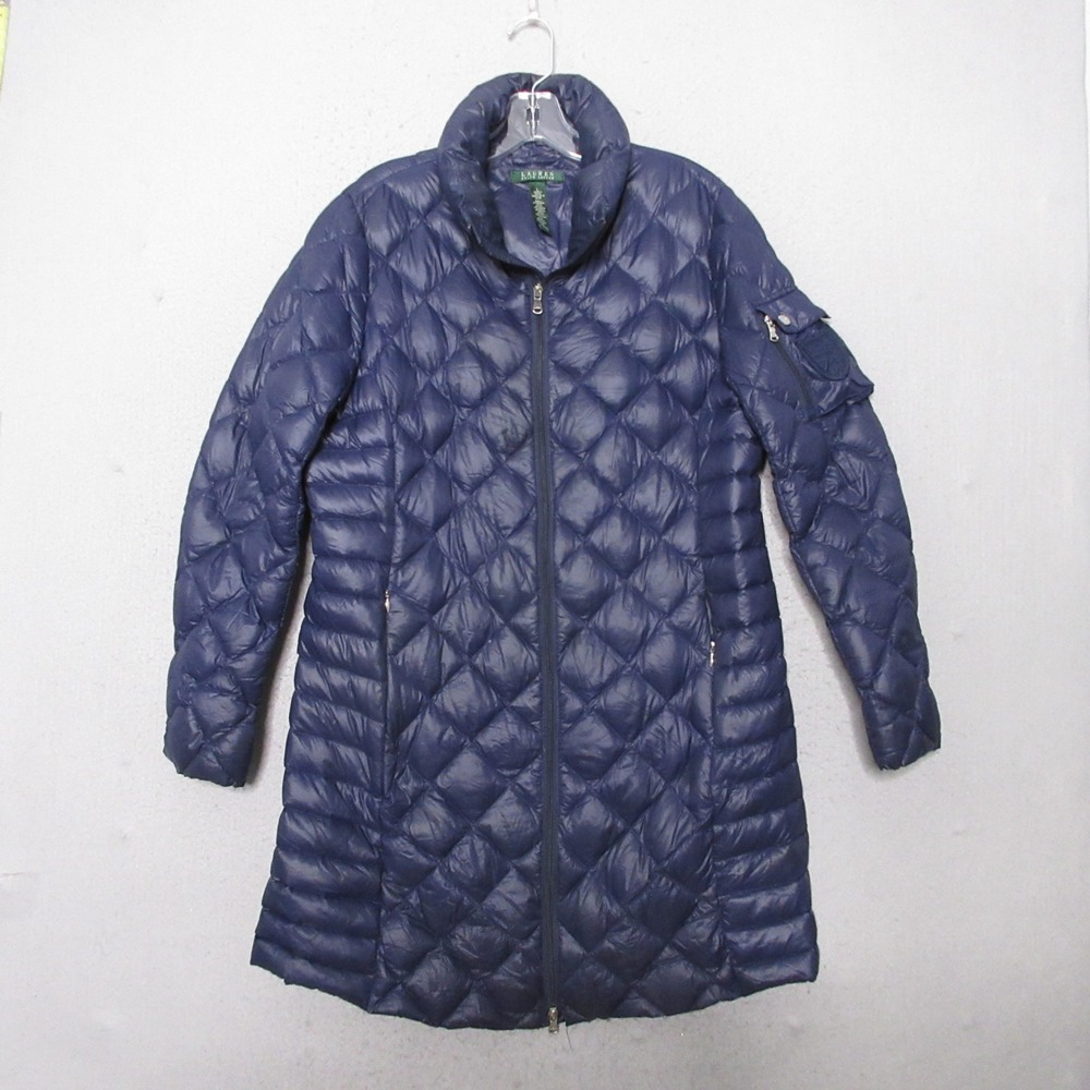 Lauren Ralph Lauren Puffer Jacket Large Down Fill Packable Quilted Coat LRL Logo
